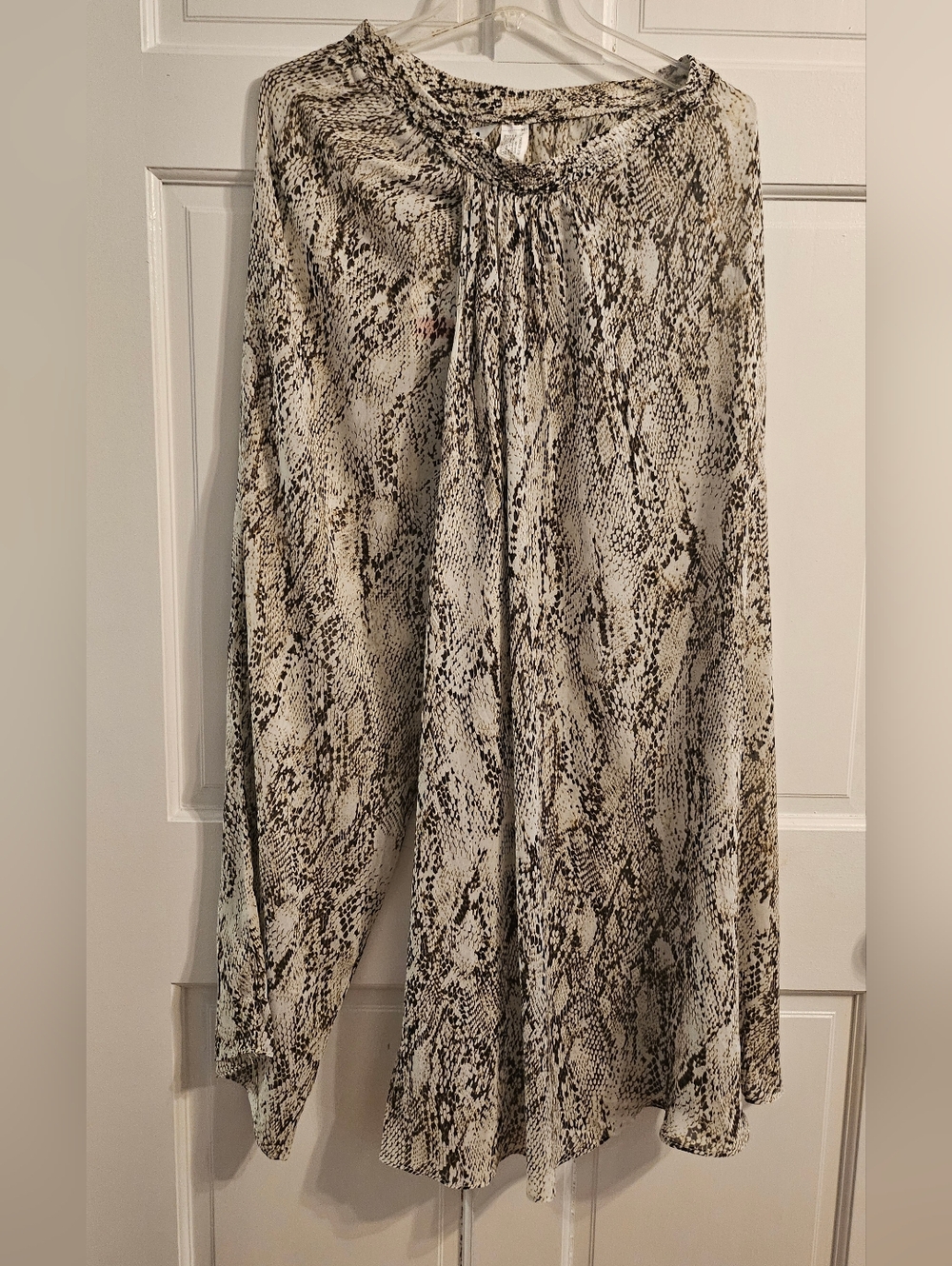 ZARA ANIMAL PRINT SHEER WIDE LEG PANTS